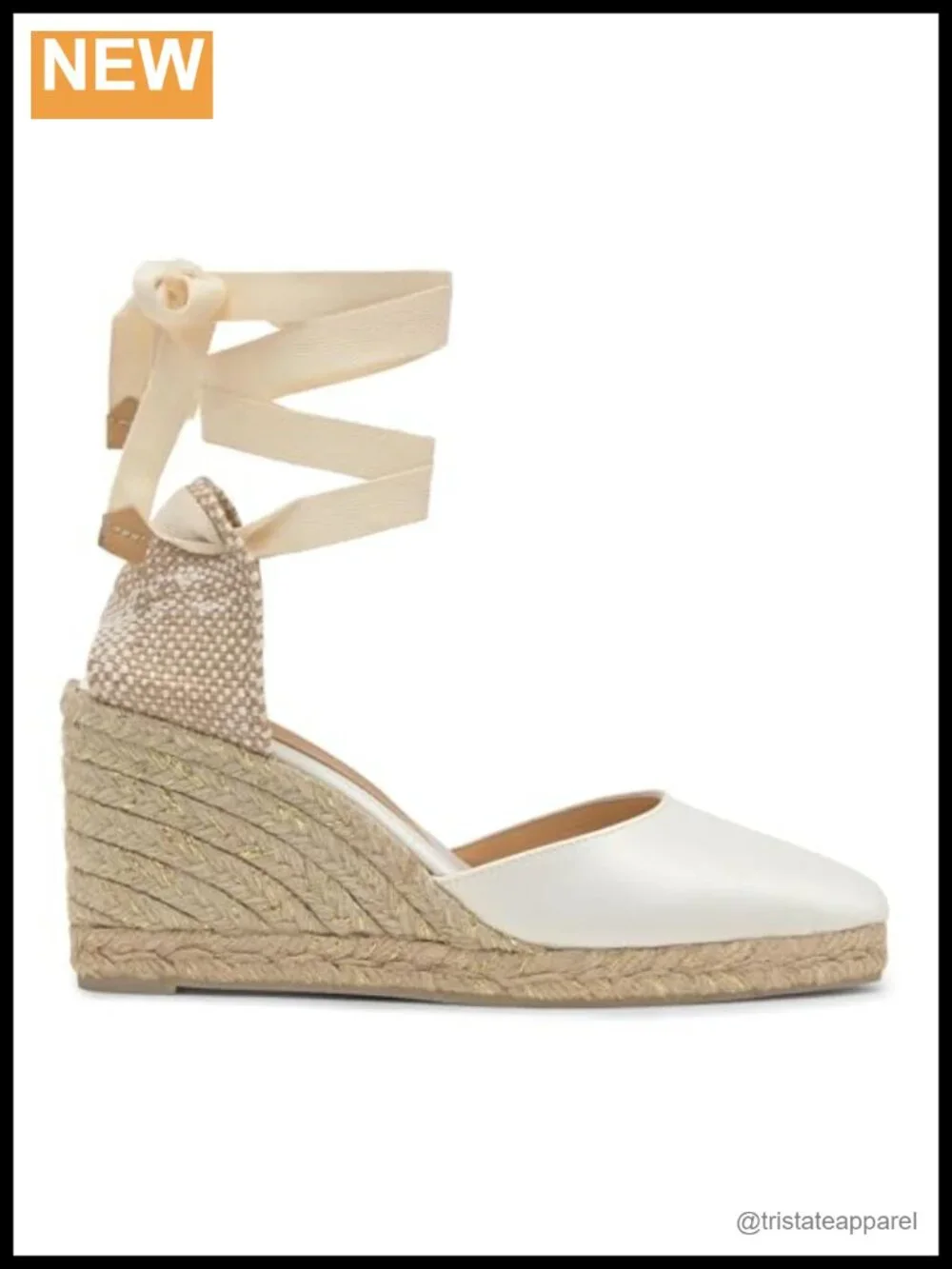 Castañer Joyce Satin Espadrilles Pointed Toe Lace-Up 90mm Wedge Heels